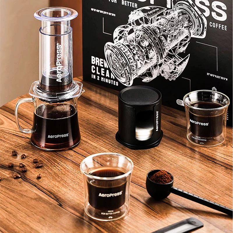 Bộ hộp quà khám phá hương vị cà phê pha thủ công Aeropress, bộ máy pha cà phê ép tay, di động ngoài trời