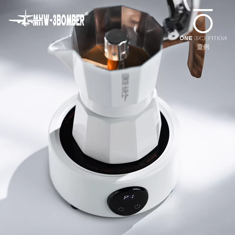 Máy pha cà phê espresso bằng gốm sứ điện, kiểu Moka pot hai van, thương hiệu Bomber MHW, dùng được trong nhà và ngoài trời, kiểu Bialetti