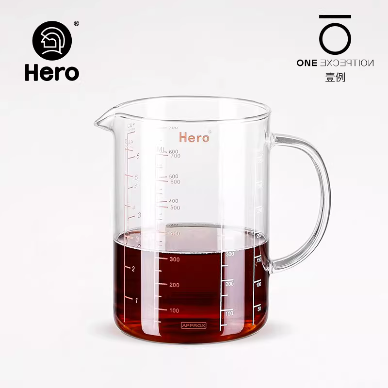 Cốc đo thủy tinh Hero có vạch chia mililiter, cốc đựng sữa dày, cốc đo, cốc làm bánh nhà bếp, chịu nhiệt và có thể đun nóng.