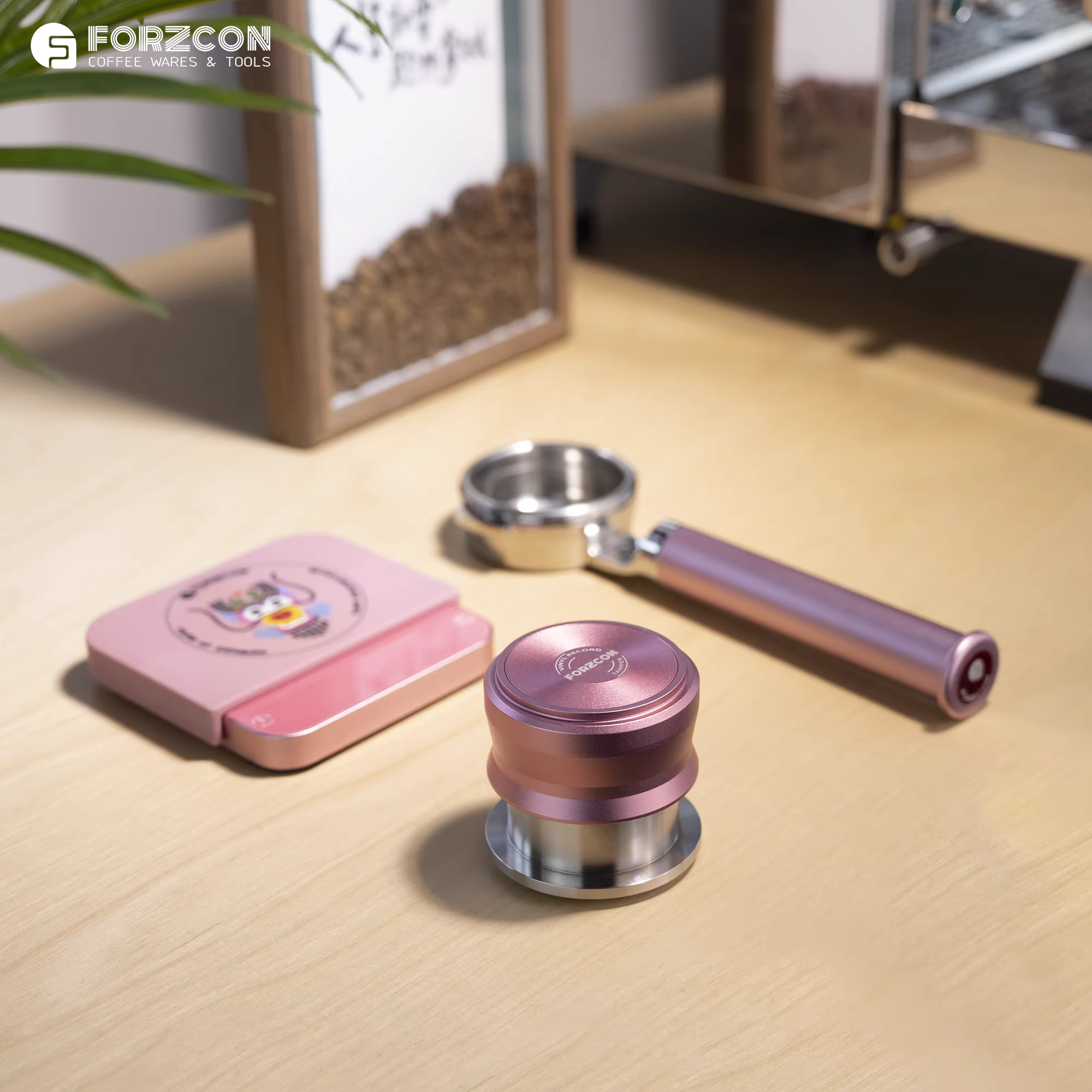 Dụng cụ nén cà phê FORZCON, kim phân phối cà phê kiểu Ý, dụng cụ nén cà phê áp suất không đổi bằng trọng lực, dụng cụ khuấy bột cà phê bằng vinyl