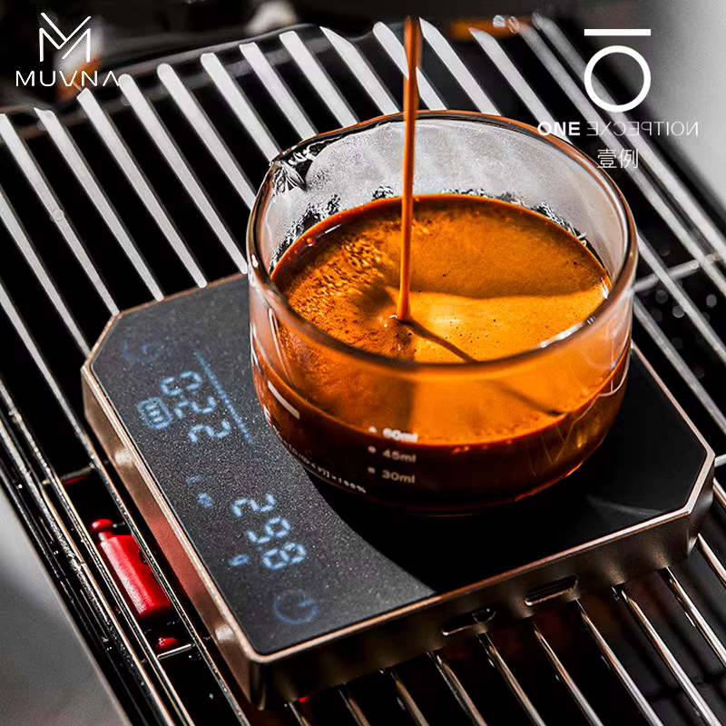 Cân điện tử MUVNA kim loại thông minh kiểu Ý, cân cà phê hạt pha thủ công, có hẹn giờ, cân mini nhỏ gọn hình khối