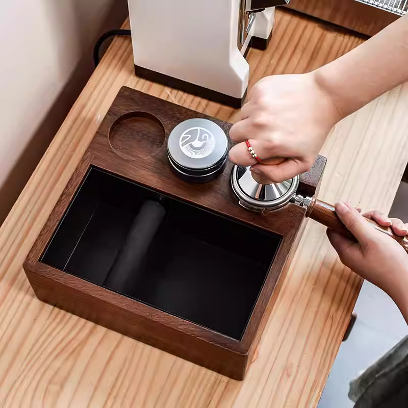Hộp đựng bã cà phê đa năng AG, giá đỡ máy pha cà phê, hộp đựng bã cà phê, dụng cụ tán bột cà phê, tay cầm phân phối, giá đỡ, giá đỡ tamper 58mm, gỗ nguyên khối