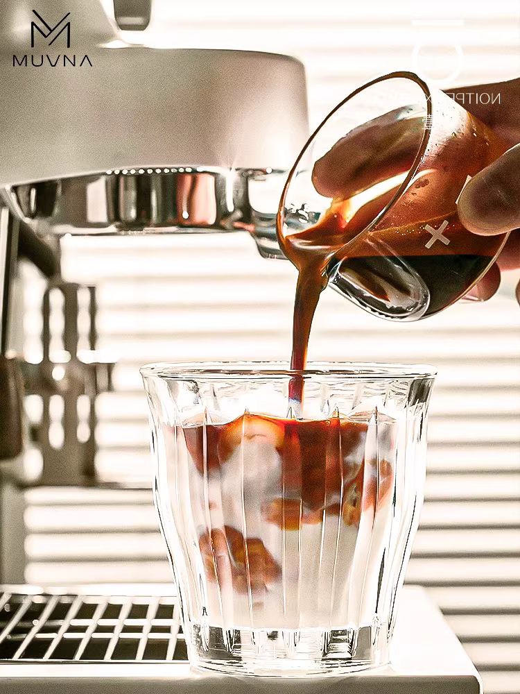 MUVNA Ly cà phê Ý Dirty Australian white latte latte art cup retro glass vertical stripe bomber