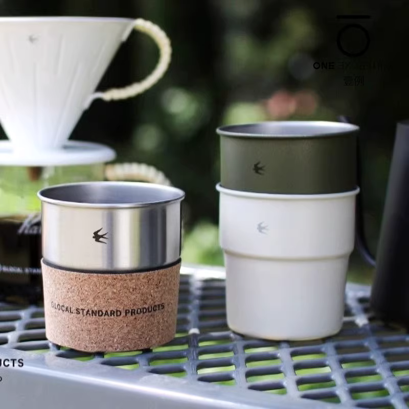 Cốc cà phê GSP Yanprint Nhật Bản, cốc thép không gỉ xếp chồng được, cốc di động, cốc đựng trà nước, dùng được khi đi cắm trại ngoài trời, dùng được ở sông