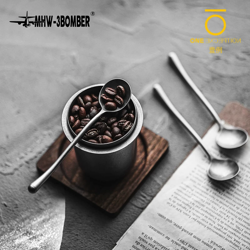 Muỗng cà phê Bomber MHW bằng thép không gỉ, muỗng khuấy sáng tạo, kiểu cổ điển, muỗng tròn nhỏ, muỗng tráng miệng, bánh ngọt, muỗng matcha