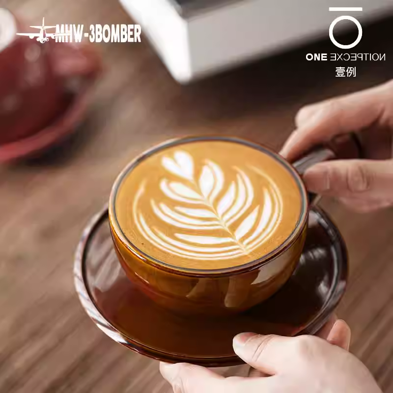 Bộ tách trà cà phê gốm sứ gia dụng Bomber MHW Sada Cup, dùng trong cửa hàng, dùng để nếm thử, làm Latte Art, họa tiết nổi nghệ thuật