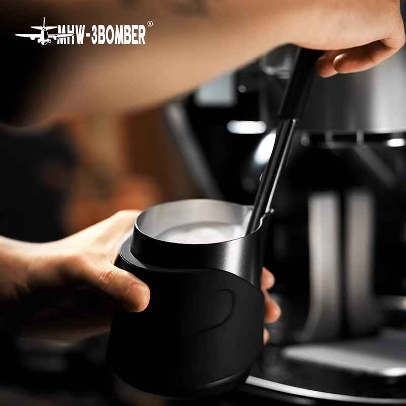 Cốc tạo bọt sữa hình trụ MHW Bomber GT không tay cầm, dùng cho Latte Art, cà phê Ý, vòi chữ U, cốc tạo bọt sữa nổi, hình trụ sữa nổi