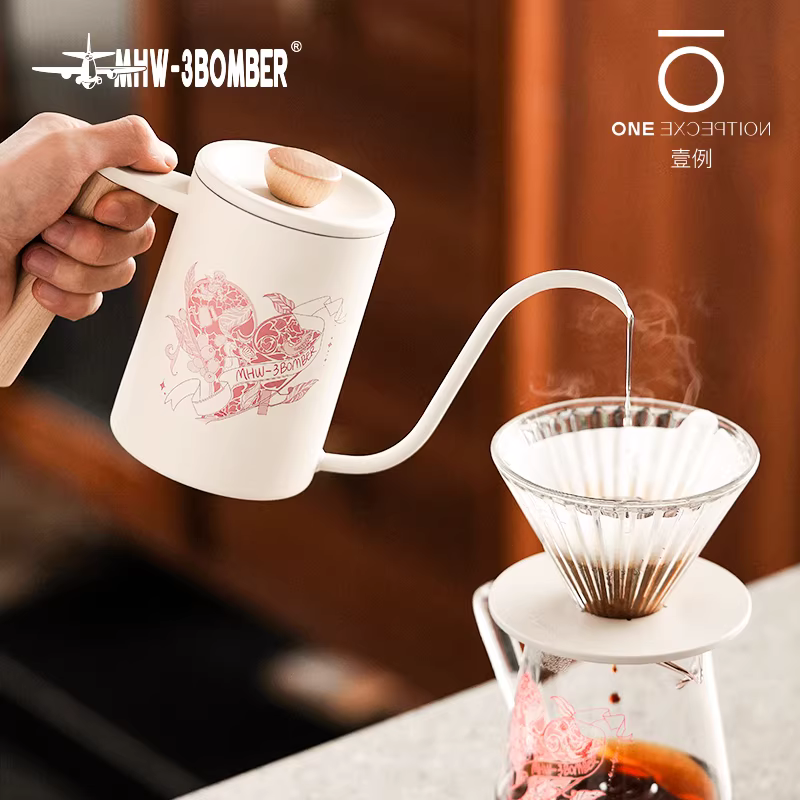 Ấm pha cà phê kiểu Pour-over Bomber MHW Heartbeat Planet, vòi nhỏ, lọc nhỏ giọt, kiểu treo tai.