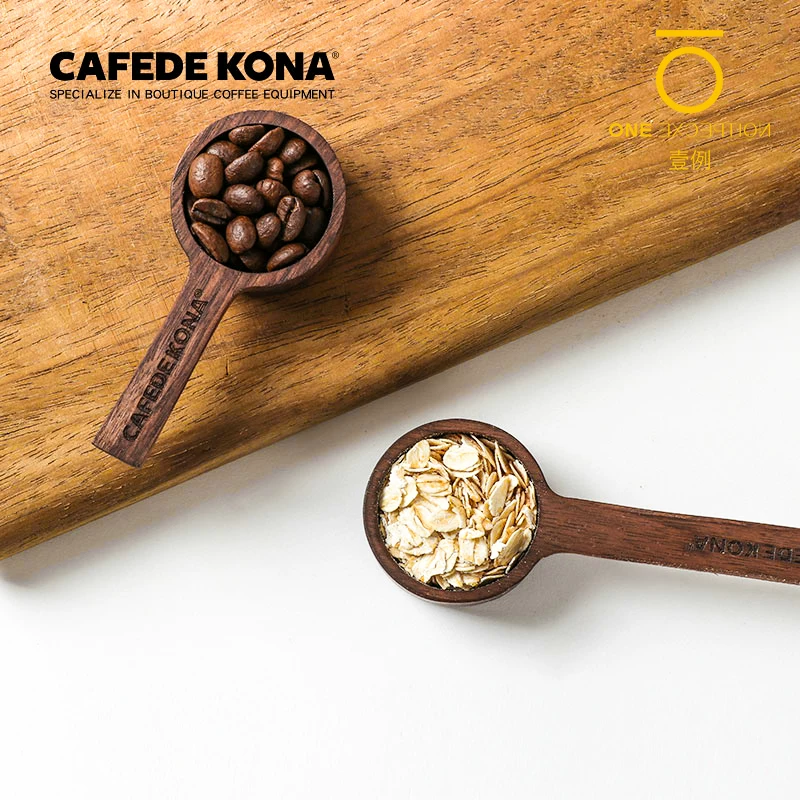 CAFEDE KONA thìa đo hạt cà phê gỗ nguyên khối thìa đo bột cà phê thìa đo sữa bột gia dụng Taimo