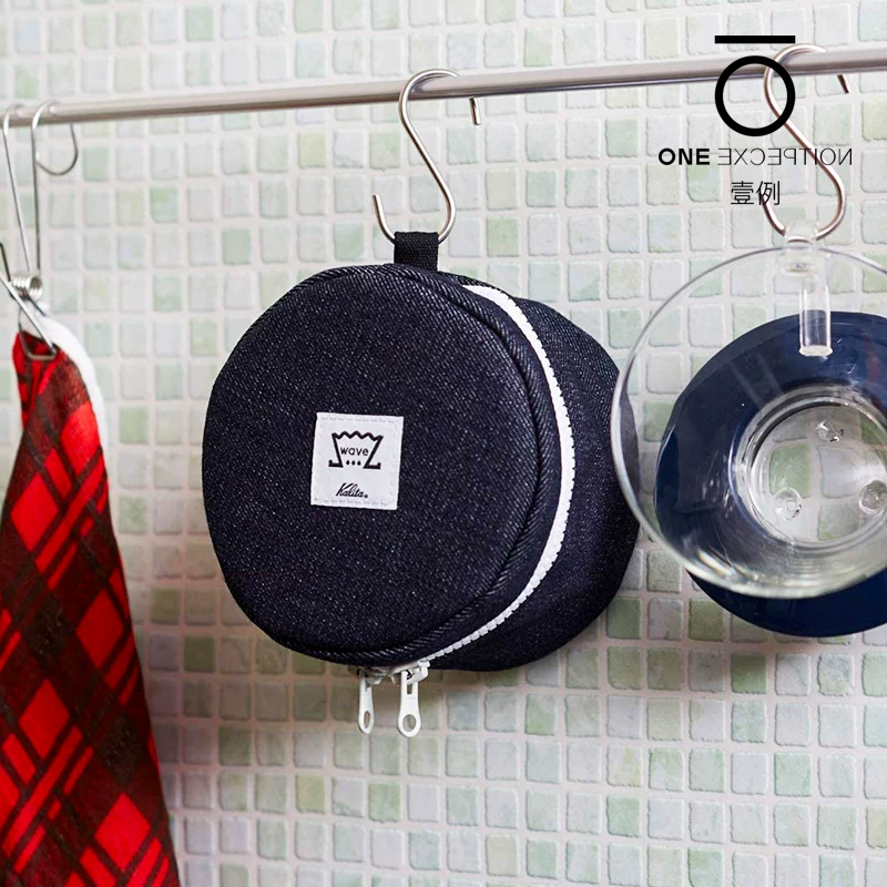 Túi đựng đồ denim Kalita, giấy lọc bánh gato số 155/185, bộ lọc cà phê Pour-over V60, túi đựng di động