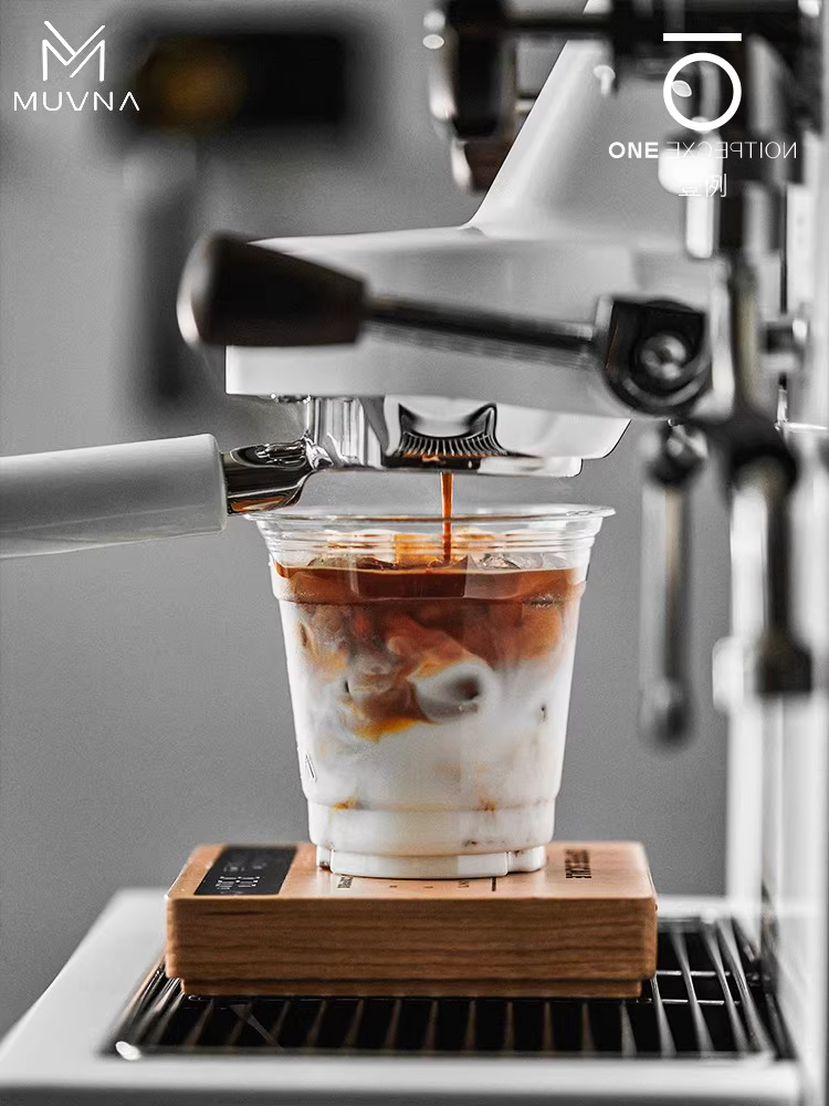 Cân điện tử MUVNA, gỗ nguyên khối, dùng cho cà phê espresso pha thủ công, hạt cà phê và bột, chuyên dùng để đo thời gian và cân chính xác, hình khối nhỏ.