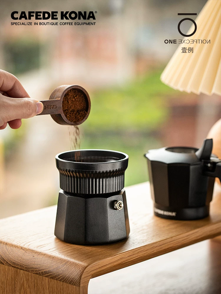 CAFEDE KONA Moka pot hộp đựng bột van đơn van đôi hộp đựng bột vòng chống tràn Bialetti máy bay ném bom