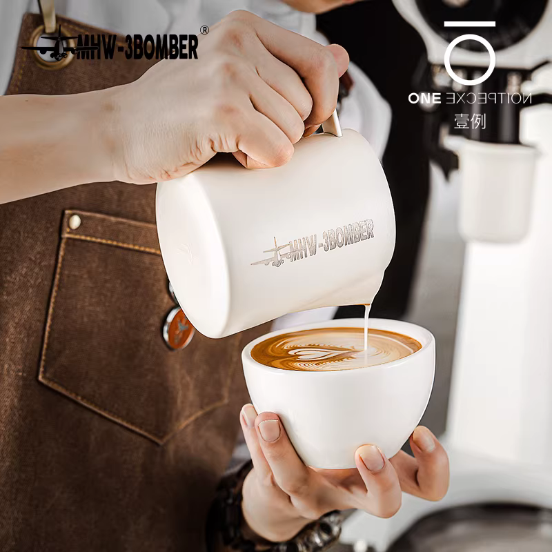 Bình sữa tạo bọt sữa bằng thép không gỉ MHW Bomber Latte Art, miệng hình cá sấu, cốc tạo bọt sữa, miệng nhọn nổi, cốc Latte Art 5.0