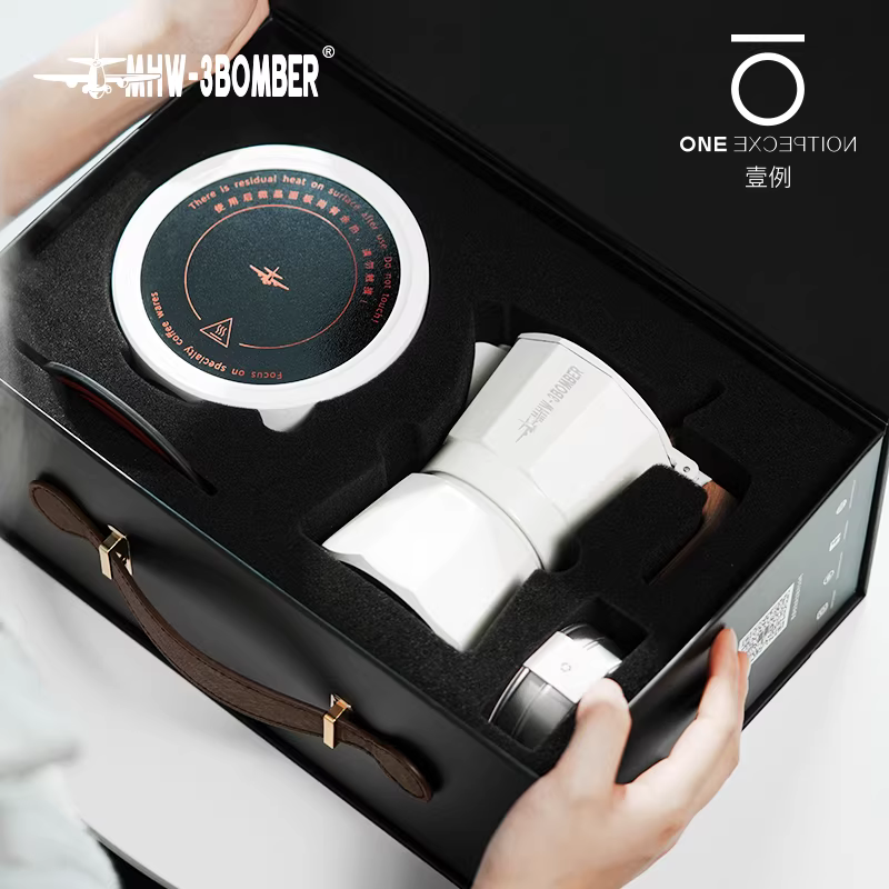 Quà tặng ngày lễ | Bộ quà tặng pha cà phê moka hai van Bomber MHW, cà phê espresso Ý pha thủ công, bộ bếp điện gốm