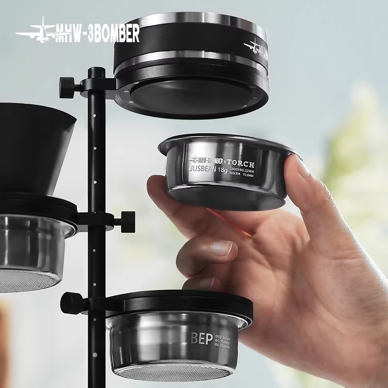 Giá đỡ hút từ tính Bomber MHW, khay đựng bột cà phê, vòng giữ bột, búa đầm bột, giá để đồ