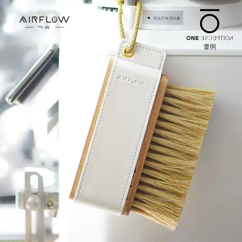 Bàn chải làm sạch bột cà phê Ý bằng gỗ chắc chắn, lông ngựa, có hộp đựng bằng da