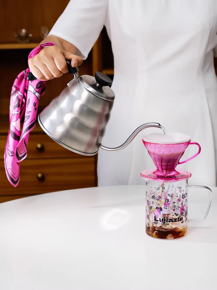 Lễ hội cà phê HARIO&MASADA&Lujiazui kỷ niệm 8 năm, bộ pha cà phê thủ công phiên bản giới hạn V60, cốc lọc cà phê, ấm pha cà phê