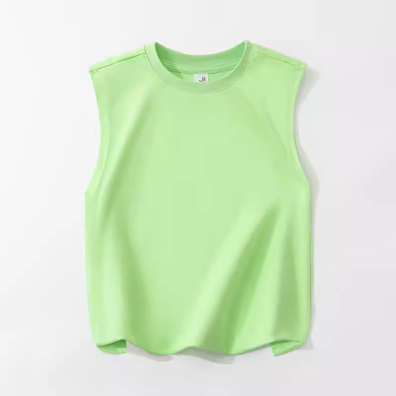 Áo thun bé trai bé gái chất liệu cotton 100%, cổ tròn, kiểu mới 2025, không tay, mỏng, mặc hè