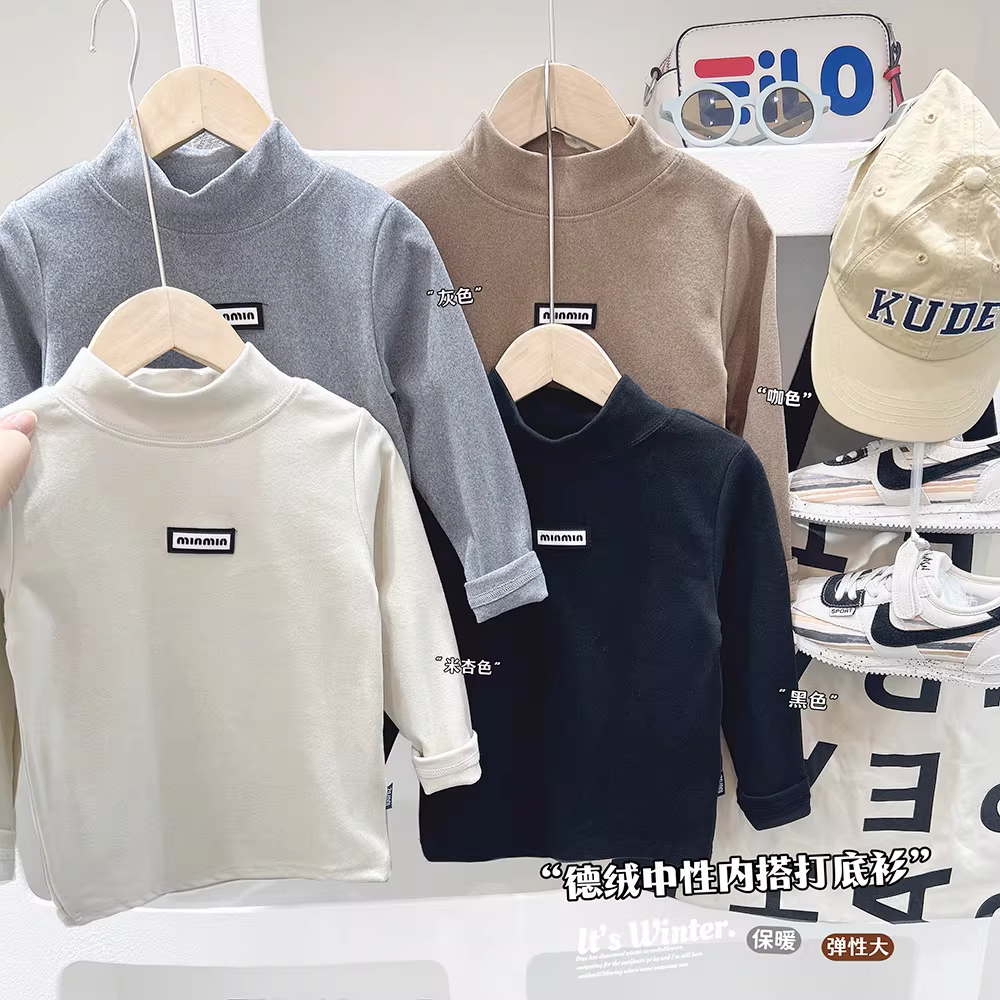 Áo sơ mi giữ nhiệt cổ lọ cho bé trai, áo lót giữ ấm mùa thu đông mới cho trẻ em, áo thun dài tay cho bé gái, quần áo mùa đông.