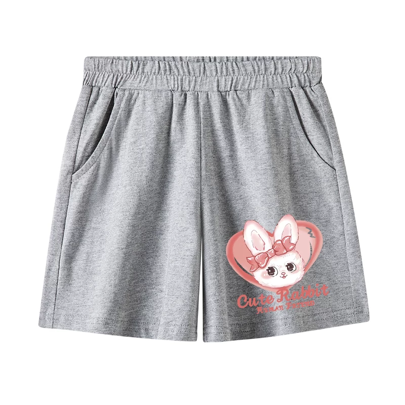 Quần short cotton nguyên chất cho bé gái, quần short thể thao mỏng mùa hè, quần short dài trung bình hoạt hình dễ thương mới năm 2025 dành cho trẻ lớn, mỏng mặc ngoài trời.