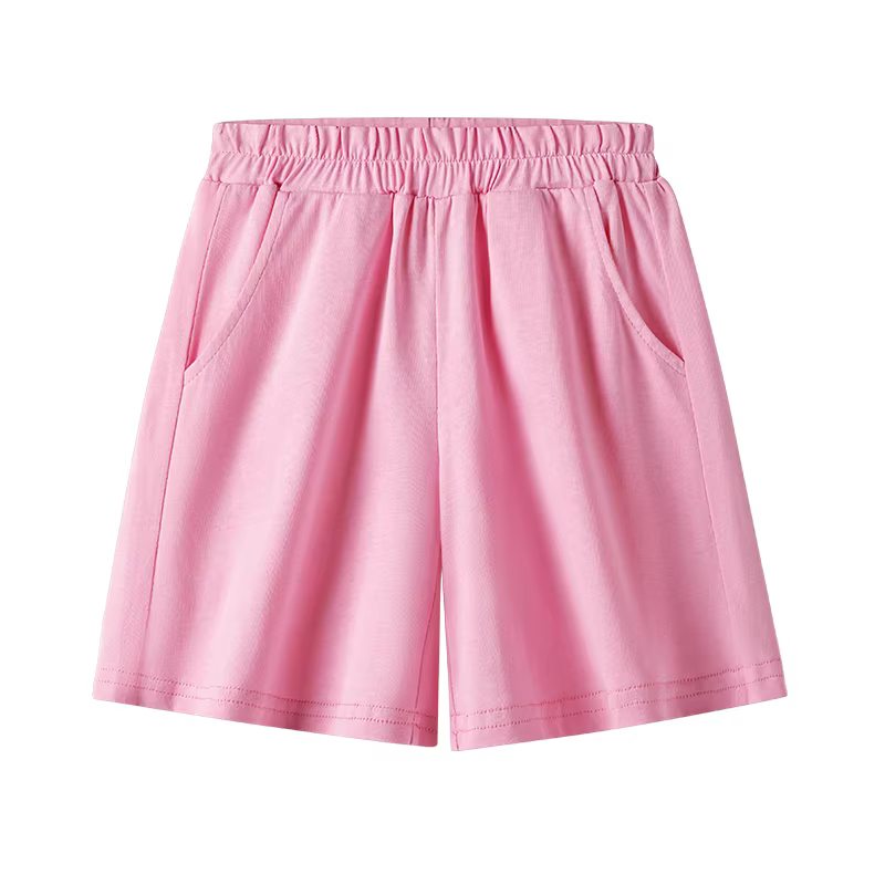 Quần áo trẻ em quần short cotton nguyên chất dành cho bé gái kiểu dáng mỏng mùa hè cỡ vừa và lớn quần thể thao màu trơn cho trẻ em quần rộng rãi nhẹ thoáng khí áo khoác ngoài