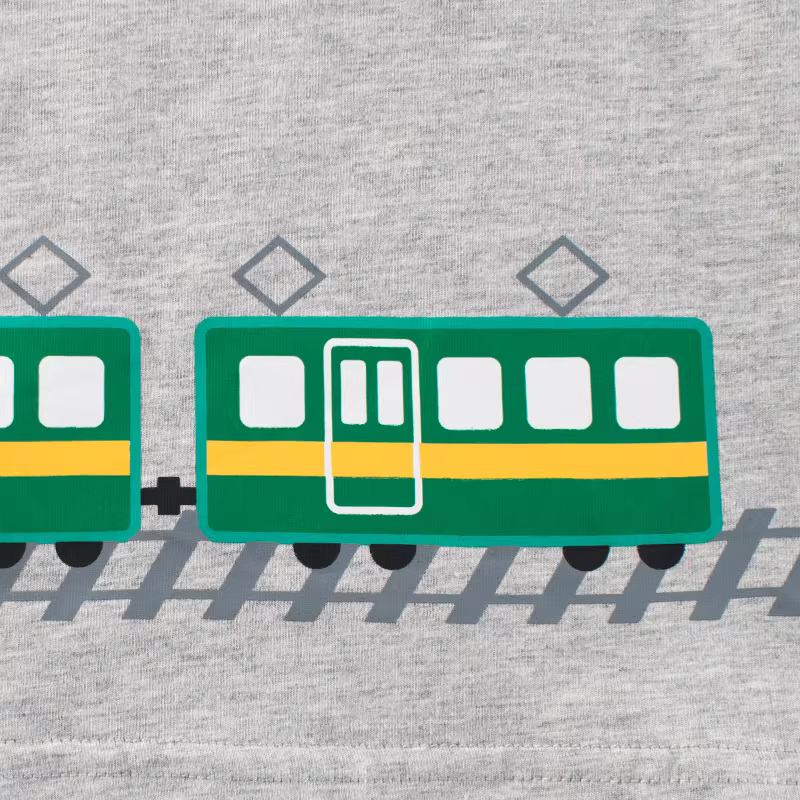 Quần áo trẻ em hè mới về 2025 áo thun bé trai tay ngắn phong cách Hàn Quốc họa tiết tàu hỏa chất liệu cotton nguyên chất cổ tròn thời trang