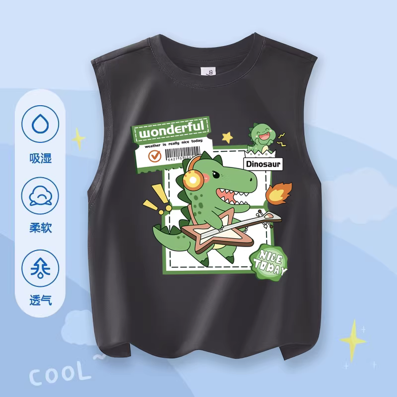 Áo gile bé trai, kiểu dáng mỏng mùa hè, mẫu mới 2025, áo khoác ngoài cotton nguyên chất không tay cho trẻ em, áo thun bé trai thời trang, áo không tay bé trai đẹp trai.