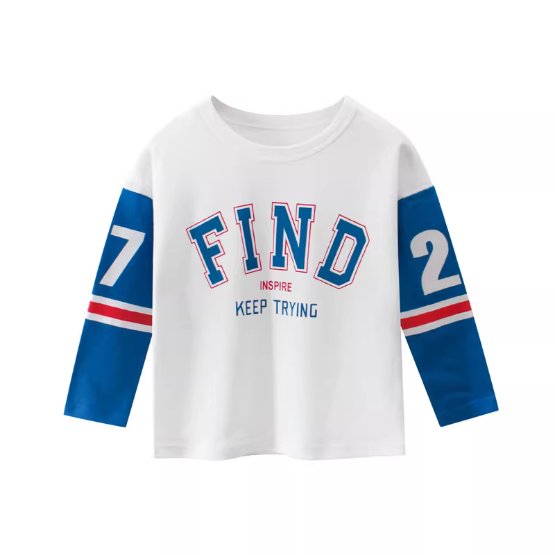 Áo thun dài tay bé trai xuân hè 2025, tay áo phối màu, áo lót bé, áo thun dài tay thời trang cho bé 5 tuổi