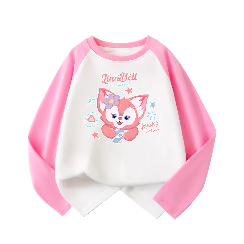 Áo thun dài tay cho bé gái, kiểu xuân thu, mẫu mới 2025, áo thun cotton mỏng rộng rãi cho trẻ em, áo cổ tròn, mặc mùa thu.