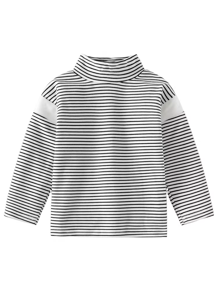 Áo thun giữ nhiệt dài tay kẻ sọc kiểu Hàn Quốc mới mùa xuân đông 2025 cho bé trai