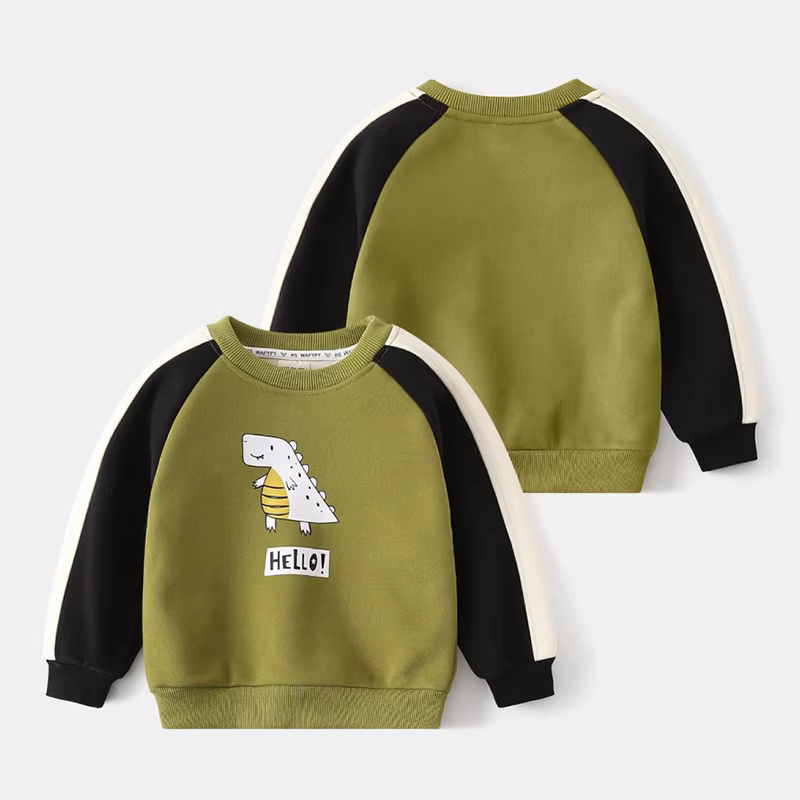 Áo len chắp vá cho trẻ em mùa thu đông mới phong cách Hàn Quốc áo len dày dặn hình khủng long cho bé áo len chui đầu ấm áp cho bé