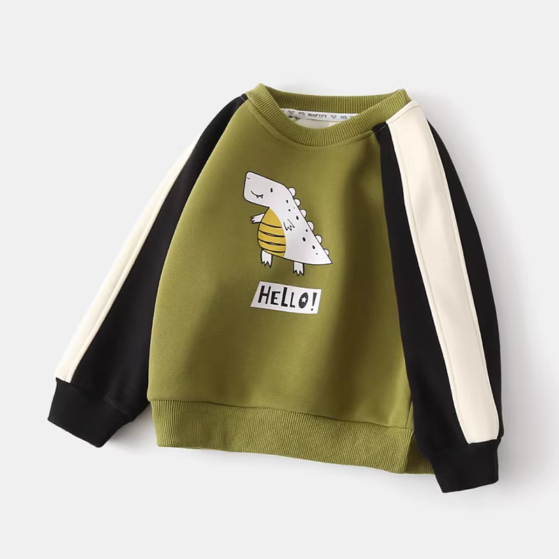 Áo len chắp vá cho trẻ em mùa thu đông mới phong cách Hàn Quốc áo len dày dặn hình khủng long cho bé áo len chui đầu ấm áp cho bé