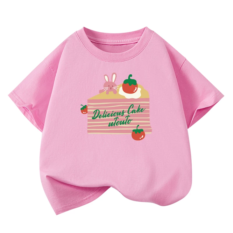 Little Hope Quần áo trẻ em Áo thun ngắn tay cho bé gái Cotton nguyên chất Mùa hè Phong cách mới Áo trẻ em in hình sành điệu Thương hiệu thời thượng