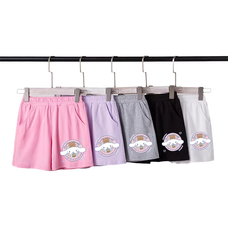 Quần short cotton nguyên chất cho bé gái, kiểu dáng mỏng mùa hè, dành cho trẻ lớn, quần short năm điểm hoạt hình dễ thương Cinnamoroll, trang phục mùa hè, hợp thời trang khi mặc ngoài trời.