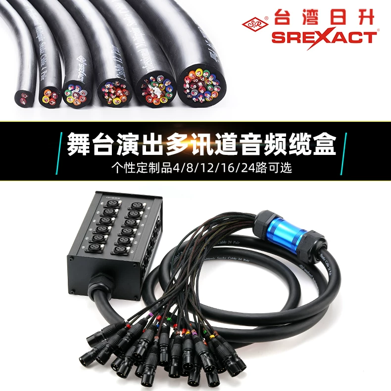Cáp âm thanh đa lõi Performance mobile Taiwan Risheng 12 đường 8 kênh kết nối hộp sân khấu XLR 6.35