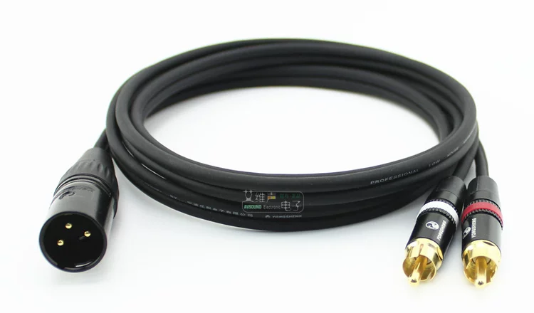 Cáp Canon đực sang RCA kép đực REAN mạ vàng model NYS373 bộ xử lý khuếch đại cân bằng XLR