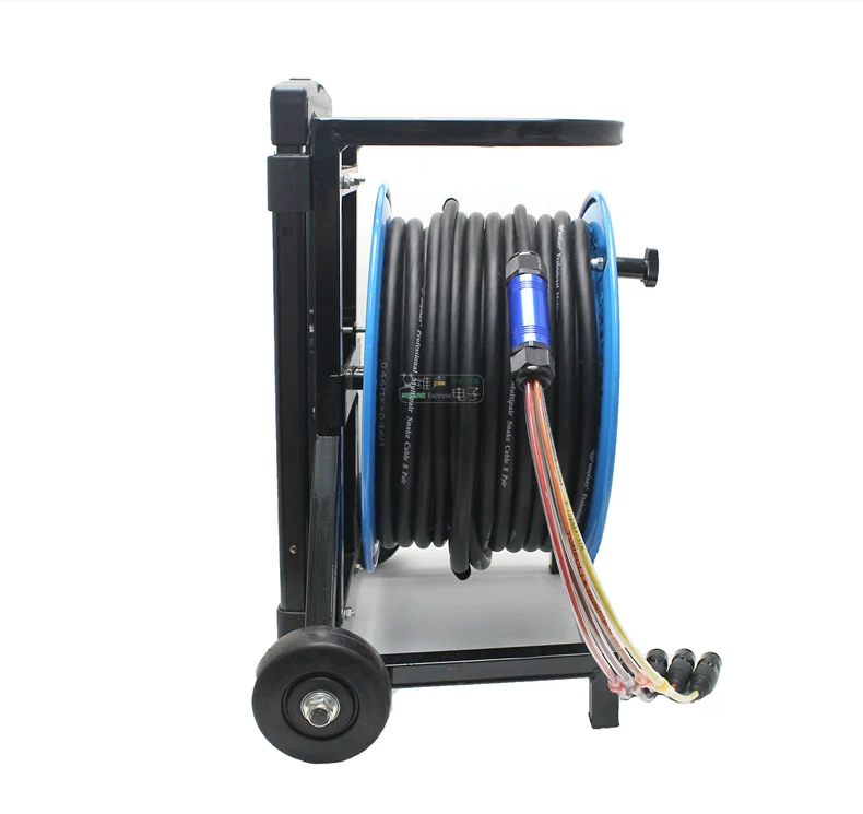 Giá đỡ cáp âm thanh đa kênh di động kiểu xe đẩy, cuộn dây cáp micro đa kênh, xe đẩy cáp 4 kênh Risheng