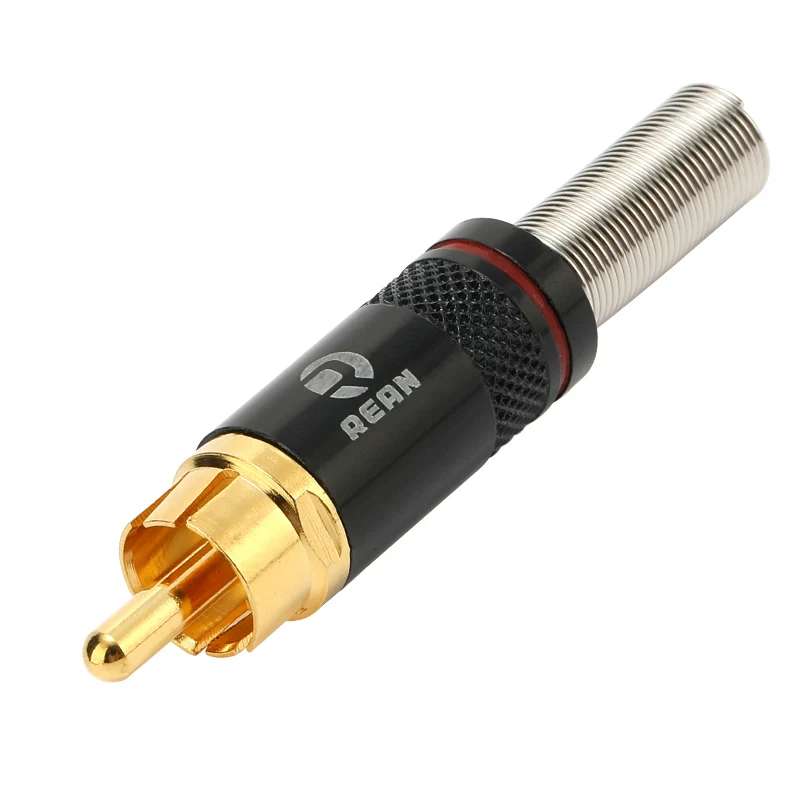 REAN Lotus RCA âm thanh cắm AV âm thanh và video cắm ba màu mạ vàng đường kính đuôi lớn NYS366-BG audiophile HIFI