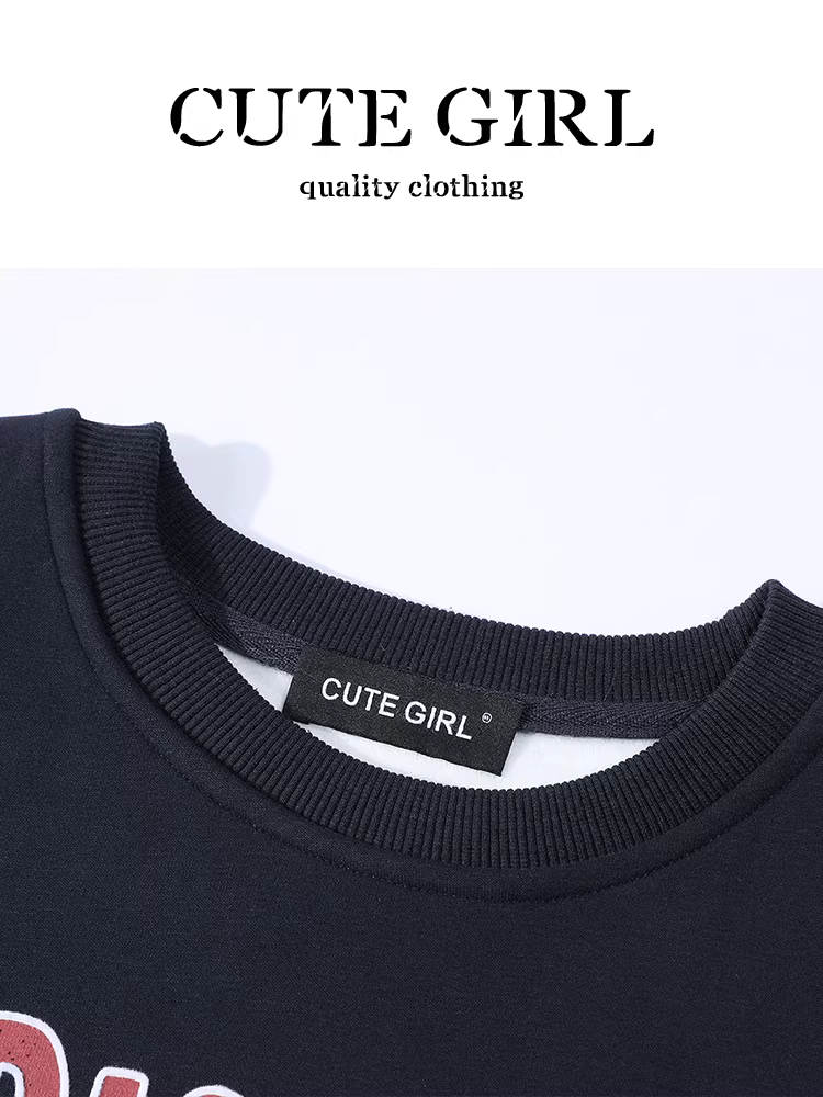 Áo len in chữ phong cách Hàn Quốc có khăn quàng cổ dành cho nữ, thiết kế thu đông, áo dáng rộng, giản dị và đa năng