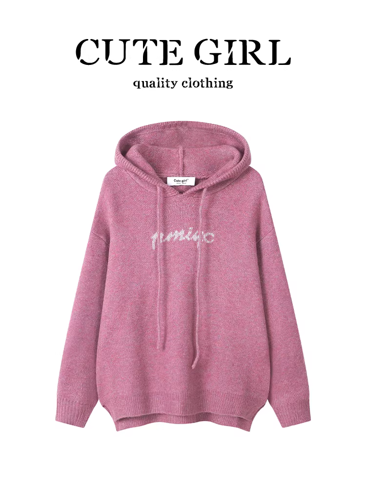 Áo len có mũ trùm đầu kiểu Hàn Quốc CuteGirl dành cho nữ, mùa thu đông, phong cách lười biếng, dáng rộng, giản dị, đa năng, áo giảm tuổi tác