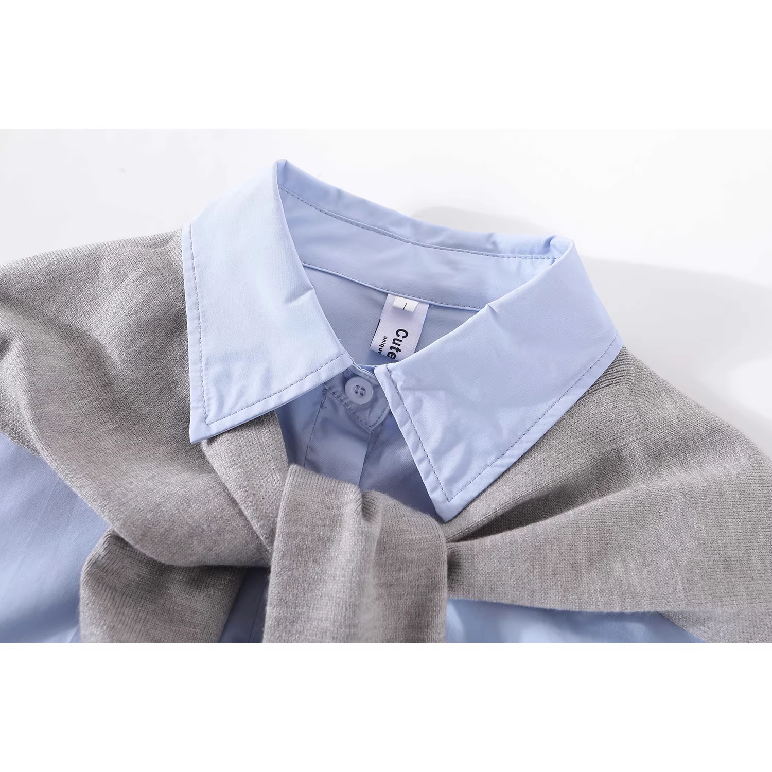 Áo sơ mi dài tay kiểu cổ điển của CuteGirl dành cho nữ trong mùa xuân và mùa thu, áo khoác dáng rộng đơn giản, áo sơ mi giản dị