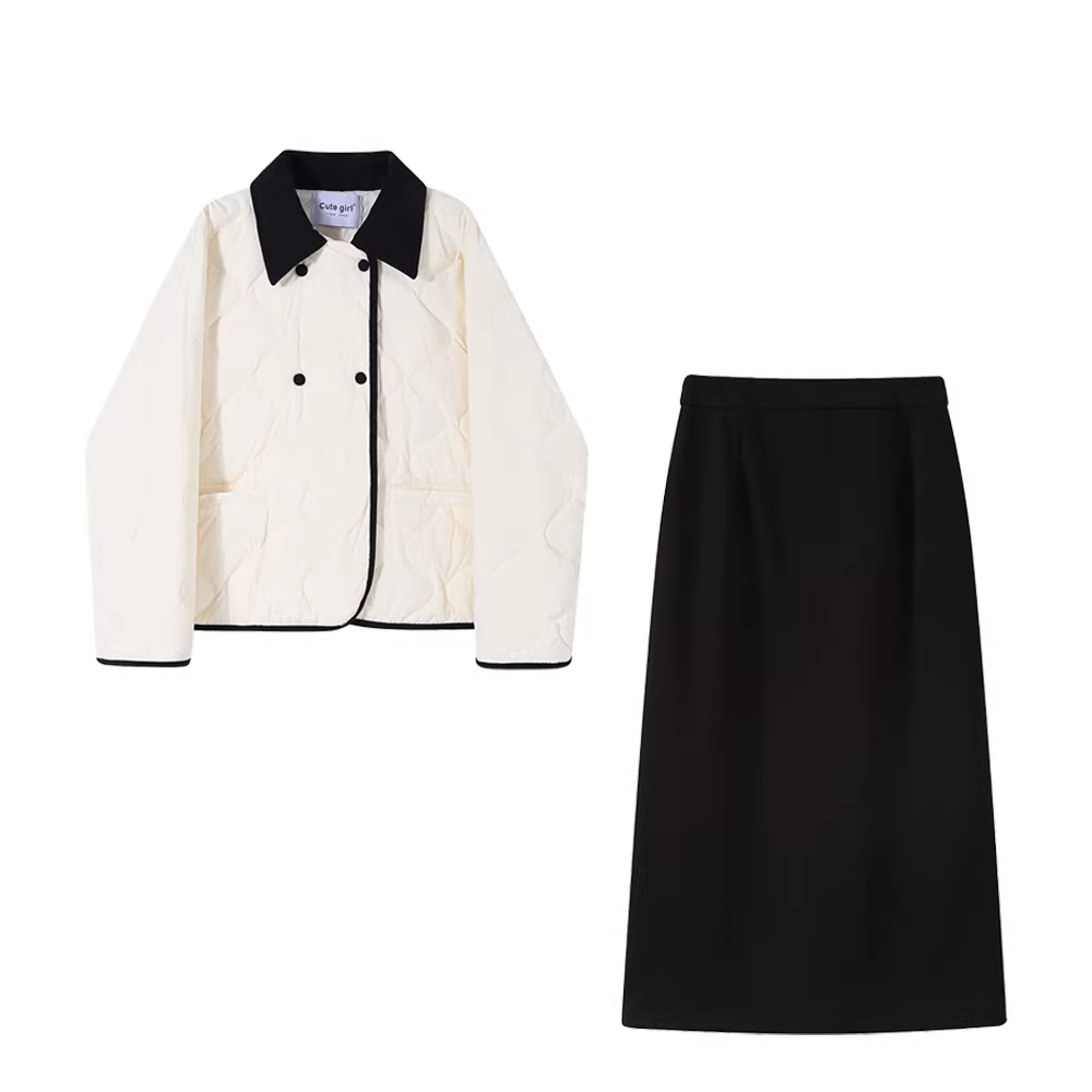 Váy len đen CuteGirl dành cho nữ, kiểu dáng ôm dáng chữ A dài trung bình, mới thu đông 2025