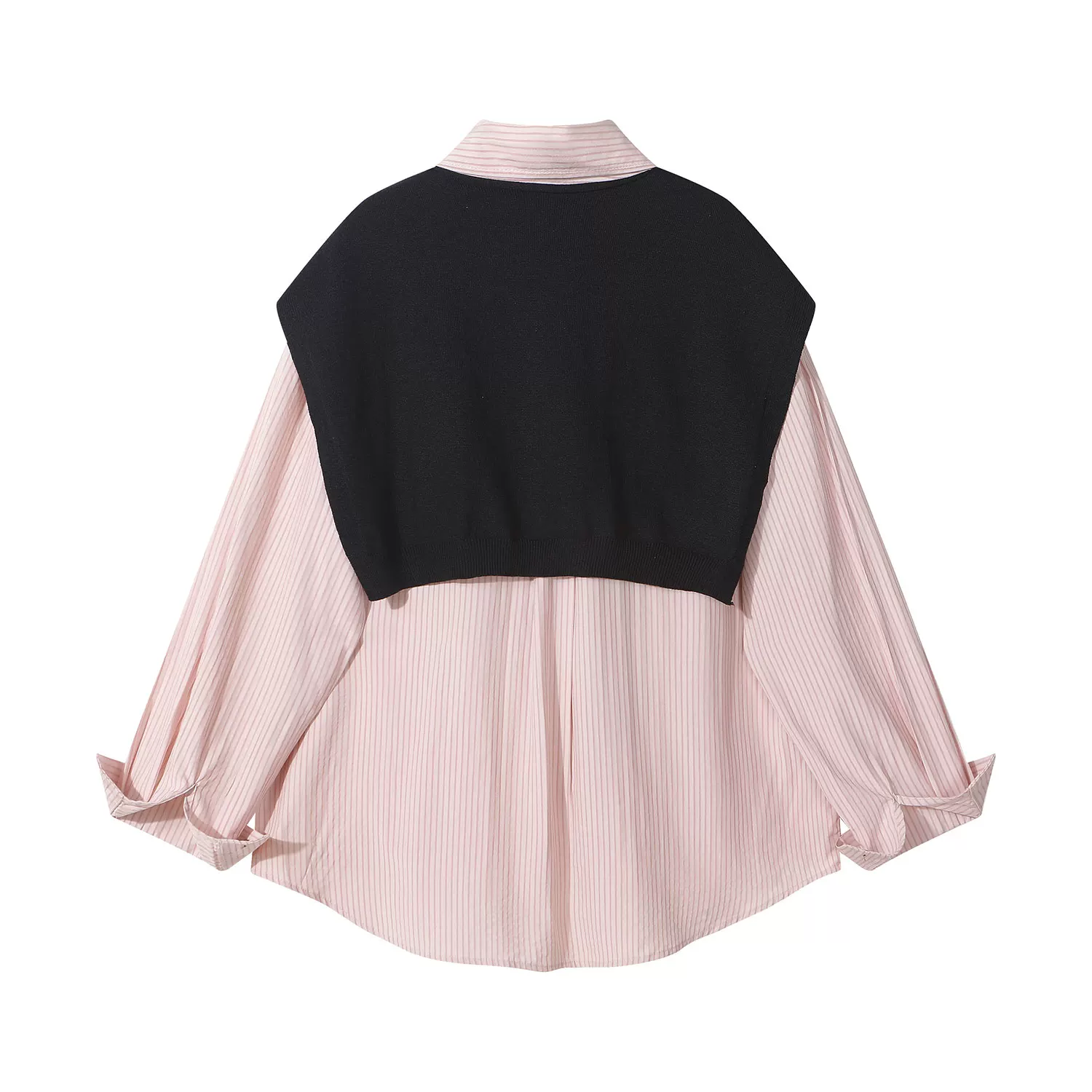 Áo khoác sọc màu hồng phong cách Pháp của CuteGirl dành cho nữ, xu hướng áo sơ mi dáng rộng đa năng sang trọng mùa xuân
