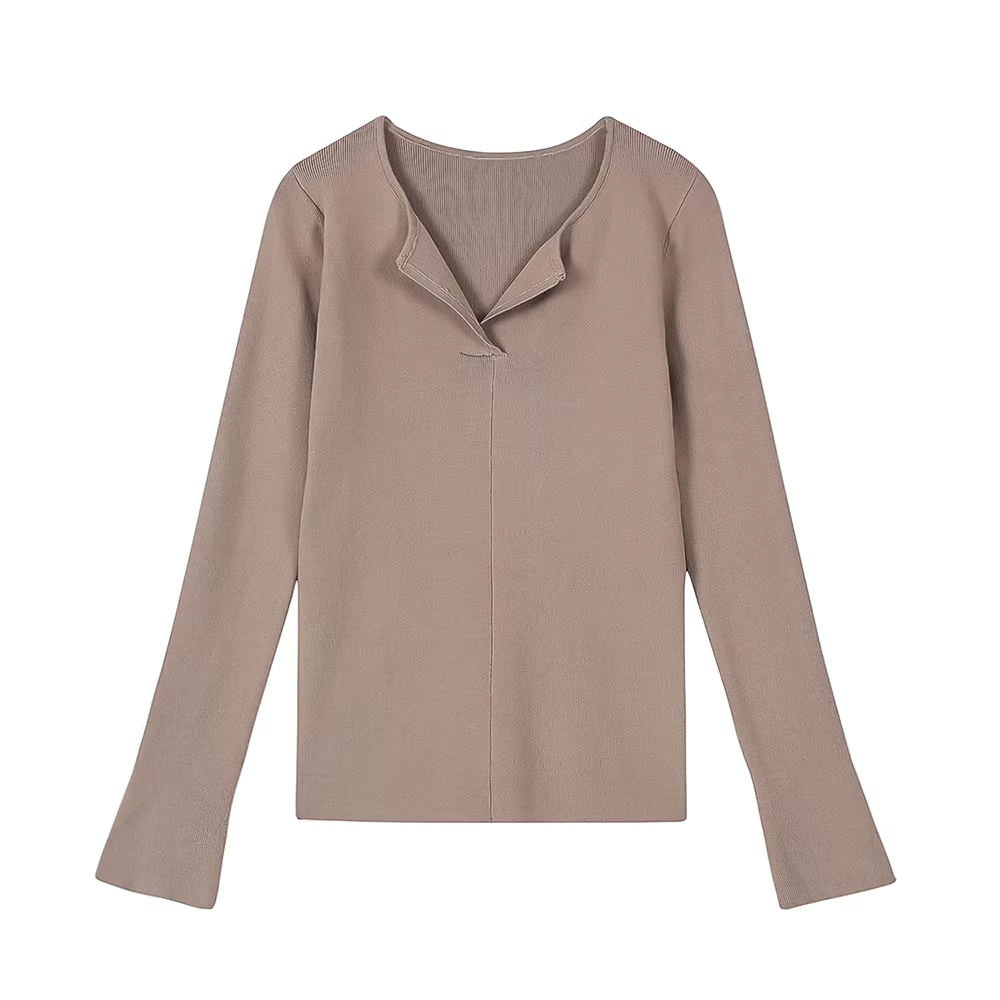 Áo len nữ dáng ôm cổ V kiểu Pháp CuteGirl, tay dài, mùa xuân thu 2025, mẫu mới