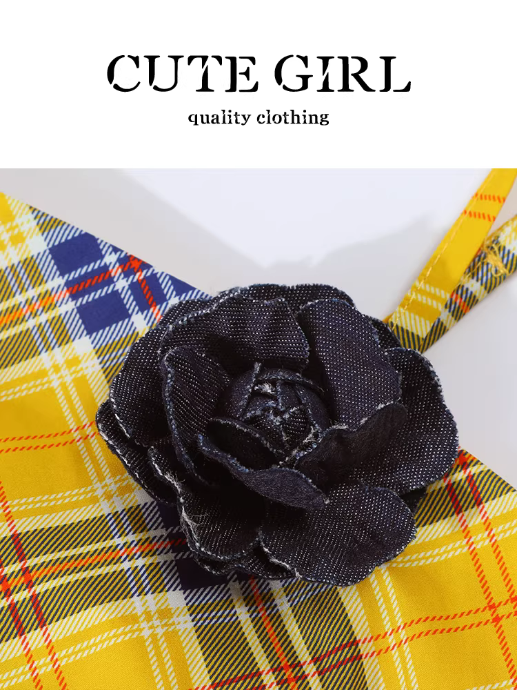 Áo yếm kẻ sọc màu dopamine phong cách Hàn Quốc dành cho nữ, áo kiểu dáng ôm sát không đều có họa tiết hoa ba chiều mùa hè