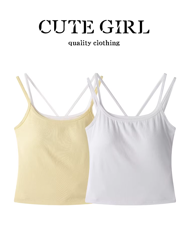 Áo yếm hai dây hở lưng thiết kế theo phong cách Mỹ của CuteGirl dành cho nữ, áo hai dây giả hai mảnh màu sắc mùa hè gợi cảm