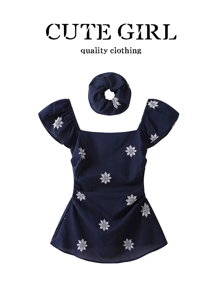 Áo yếm tay bồng thêu phong cách Pháp của CuteGirl dành cho nữ, áo mùa hè độc đáo và đẹp mắt với eo thon giúp bạn trông thon gọn hơn.