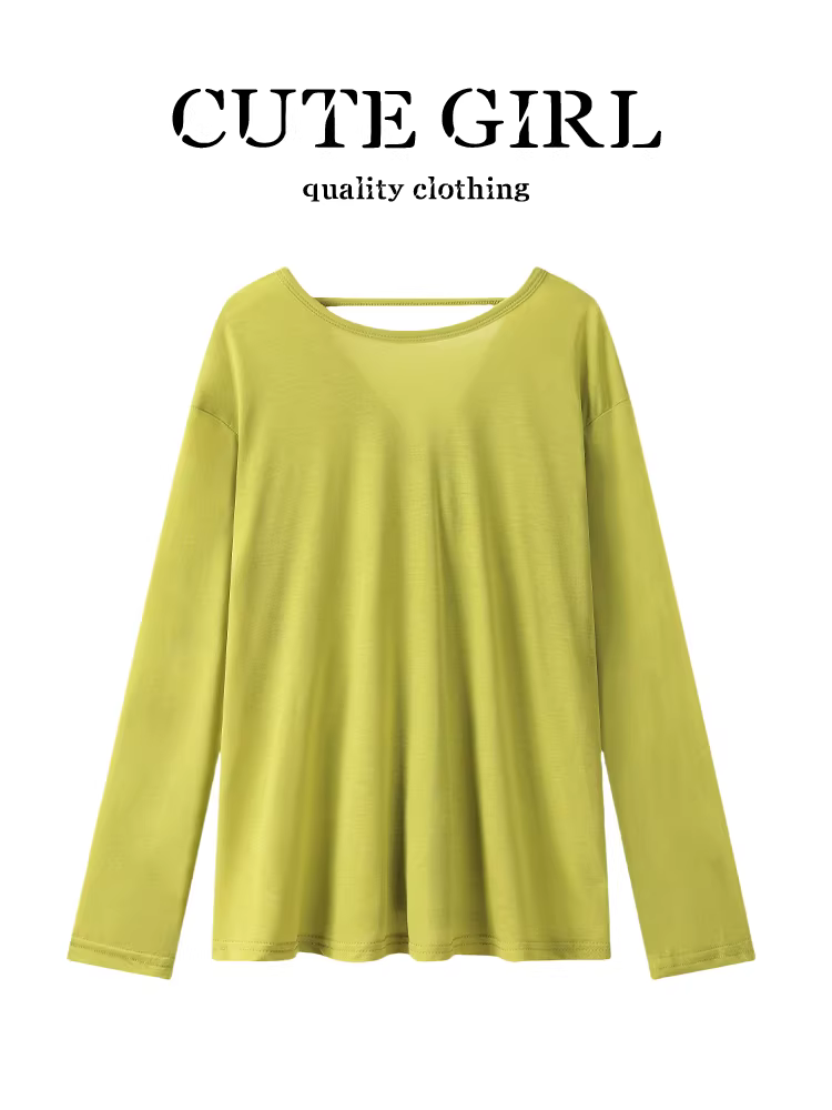 Áo thun che nắng kiểu Hàn Quốc màu xanh lá cây kiểu dáng lười biếng dành cho nữ, thiết kế mùa hè áo dáng rộng