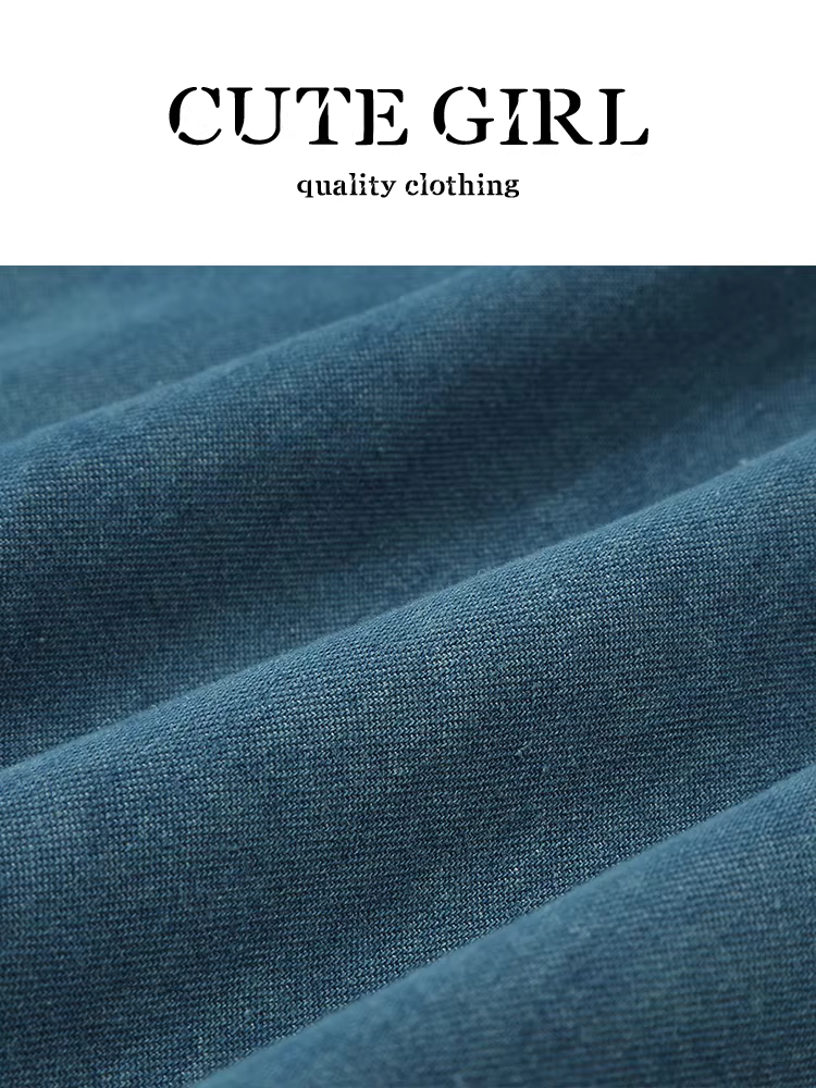 Áo sơ mi denim ngắn tay ren xếp nếp phong cách Pháp dễ thương dành cho nữ, áo trễ vai tay phồng mùa hè