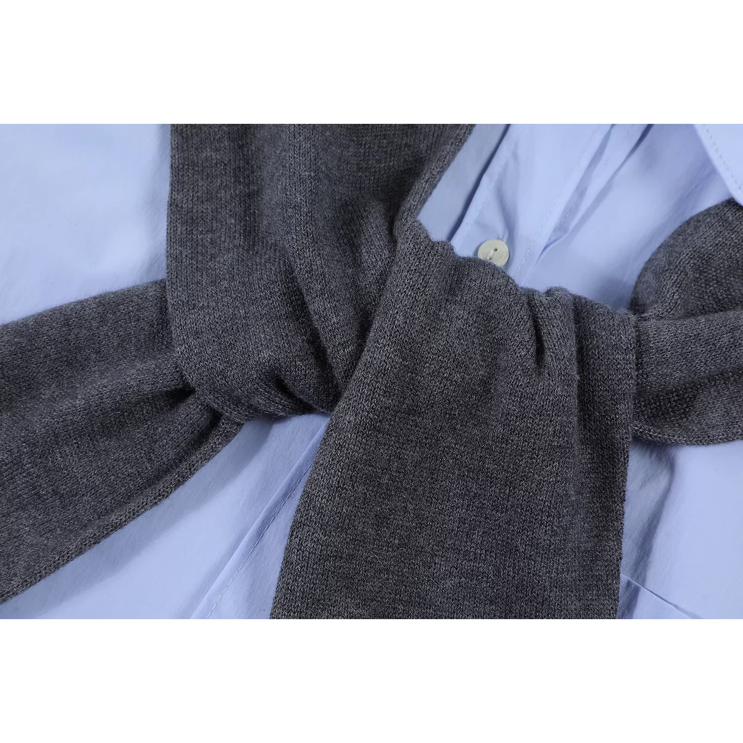 Áo sơ mi dài tay màu xanh cổ điển kiểu Pháp CuteGirl dành cho nữ, áo khoác đa năng độc đáo mùa xuân thu